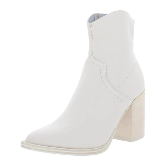 Steve Madden Cate Bone Leather Bootie Block Heel Pointed Toe Boot Sz 8 NEW - Picture 2 of 11